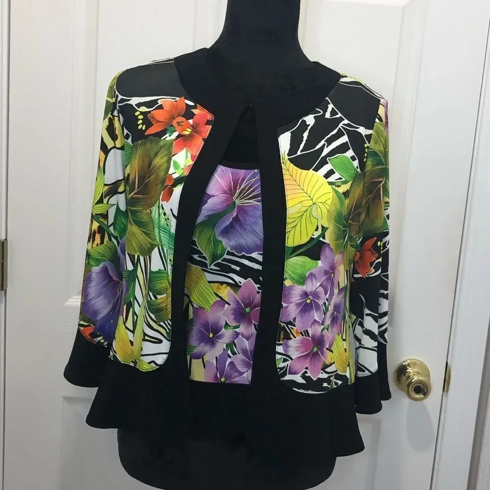 Joseph Ribkoff floral print jacket and shell tank top set, size 6 - Picture 1 of 16